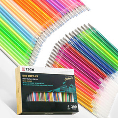 200 Colors Gel Pen Ink Refills, Glitter Neon Gel Ink Pens Refills Replace