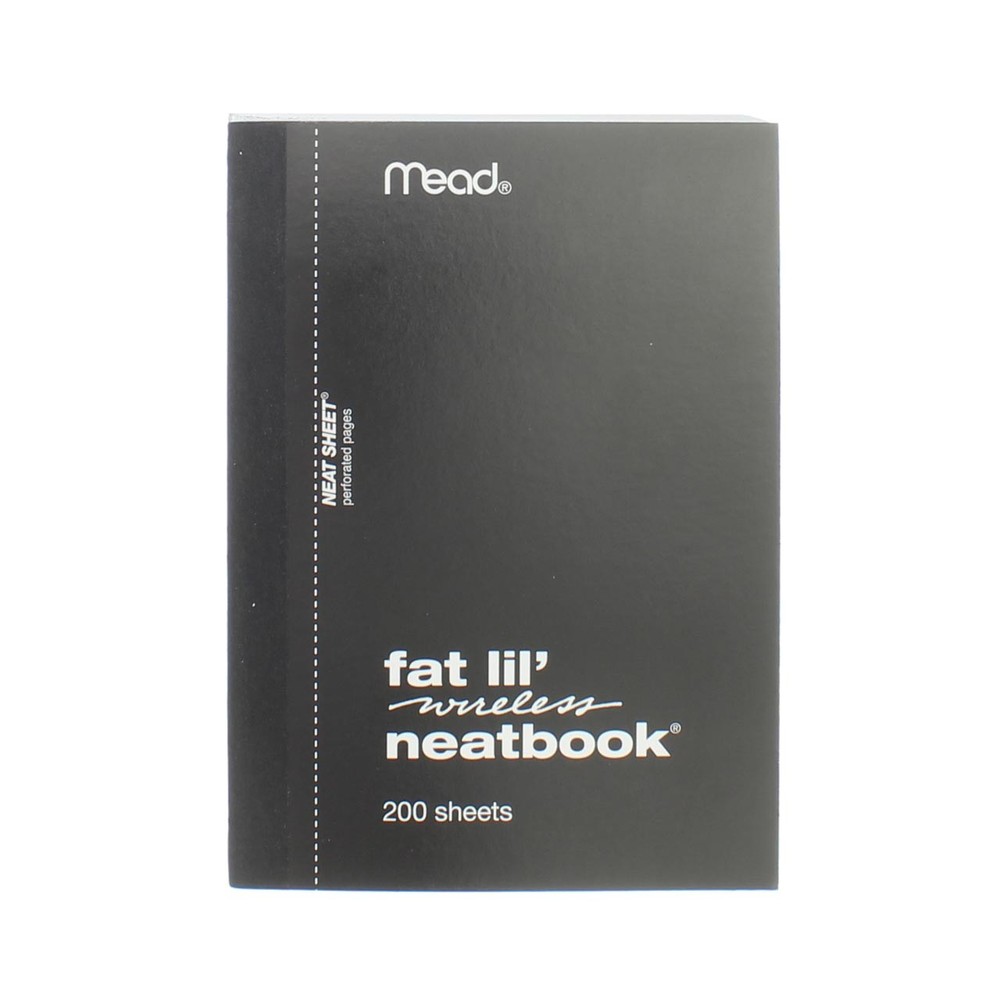 4 Pack Mead Fat Lil Wireless Neatbook Notebook, College Ruled, 200 Sheets