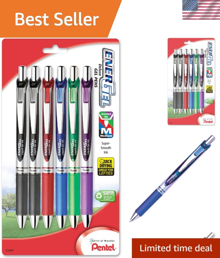 Assorted EnerGel RTX Retractable Gel Pens – Comfortable Grip, 0.7mm Medium Line