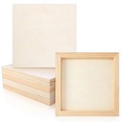 6 Pack 8 x 8 Inch Wood Panel Boards, Unfinished Wooden Canvas Panels Boards f…