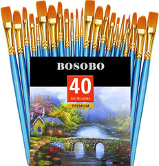 Paint Brushes Set, 2 Pack 20 Pcs Round-Pointed Tip Nylon Hair Artist Acrylic Pai