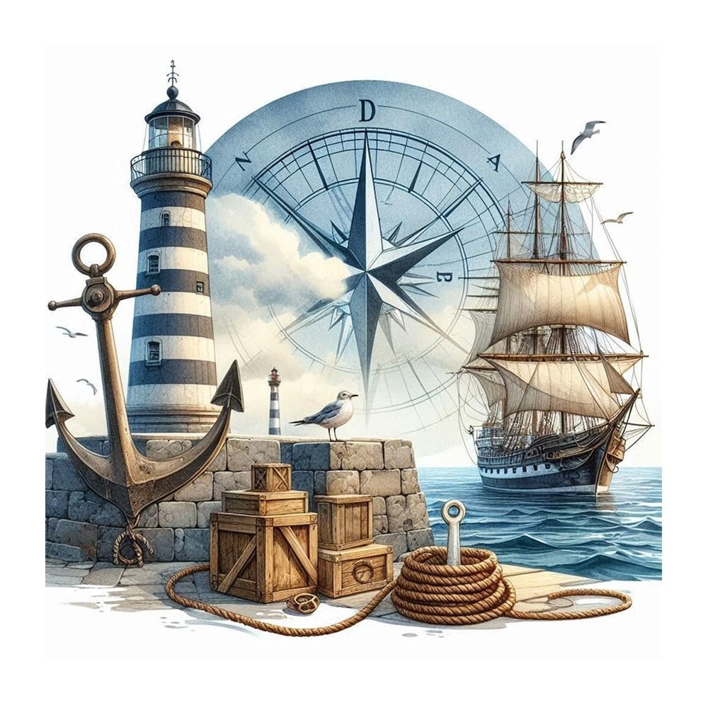 AMORARS Lighthouse Ship Diamond Art Kits for Adults – 5D Multicolour
