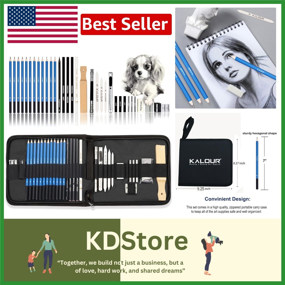 33-Piece Professional Sketching and Drawing Art Set with Portable Zippered Case