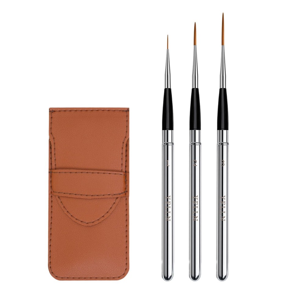 3pcs Elegant Watercolor Brushes – Travel Kit with Leather Pouch Perfect for W…