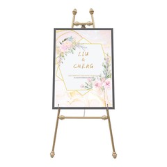 Floor Mount Golden Wedding Easel Stand Wedding Party Easel Stands Set of 2