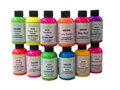 Angelus Acrylic Leather Paint Neon Colors Starter Kit 4 Ounce Bottles – 12 Pack