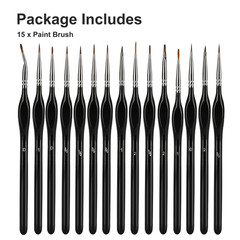 15PCS Miniature Paint Brushes Fine Tip Set for Art Nail Model Craft Oil Painting