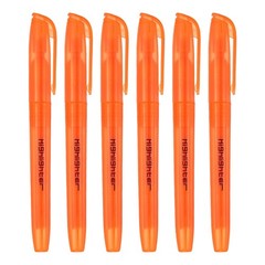 Orange Highlighter, 6 Pack High Lighters No Bleeds Highliters Pens Transparent