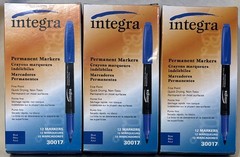 3 Boxes – Integra Permanent Fine Point Markers – Blue 30017 – 12 per box