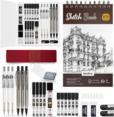 26PCS Art Drawing Supplies Kit, Mechanical Pencils Set 0.5, 0.7, 0.9 & 2mm, 100