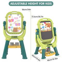 Ylovetoys Easel for Kids, Toddler Art Adjustable Standing, Green