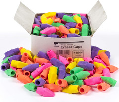 Pencil Eraser Caps, Latex Free, Assorted Colors, 144/Box (71544)