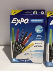 X2 Expo Wet Erase Markers 7ct Semi-Permanent + Microfiber Cloth Water Activated