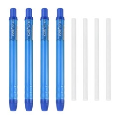 4+4Pcs Retractable Eraser Pen, with 4Replacement Rubber Refill, Blue TPE