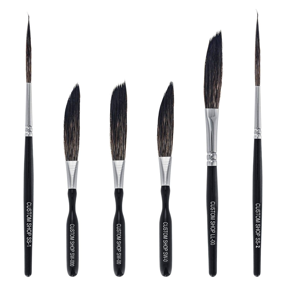 Custom Shop Pinstriping Brush Master Set (Sword #0, 00, 000, Scroll #1 & #2, Lon