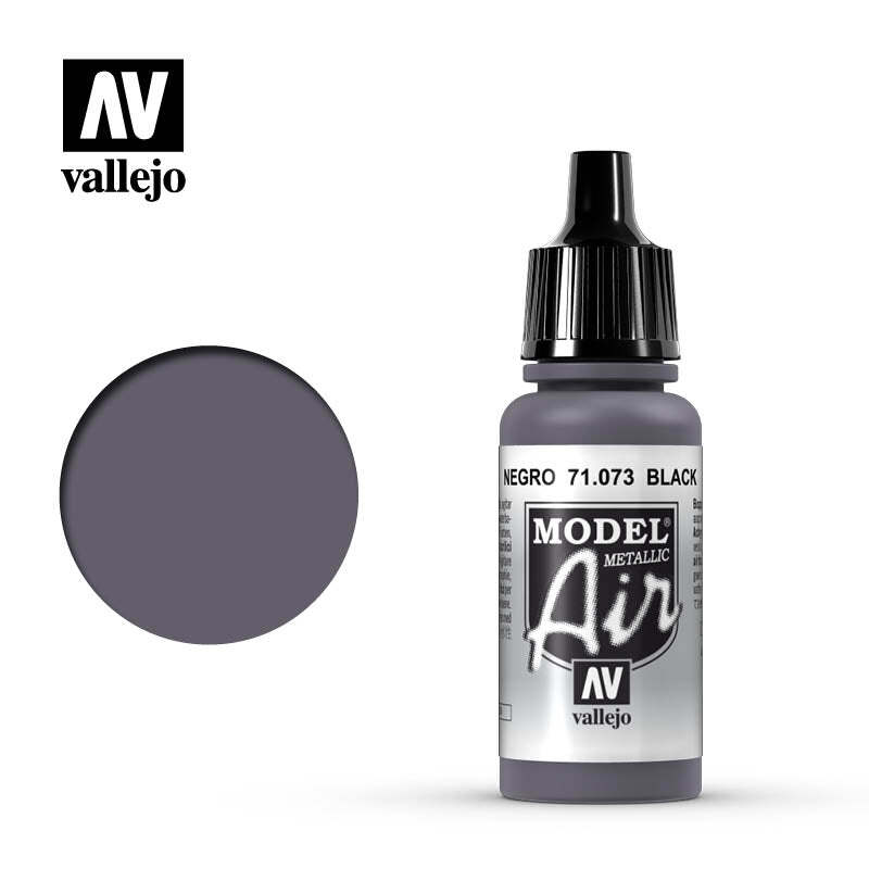 Vallejo 71073 Model Air Black (Metallic) Acrylic Paint 17ml – US