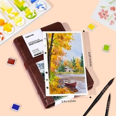 Sketchbook, 100% Cotton 300gsm Cold Press, 6.69″ x 3.94″, 20 Sheets, Binder B…