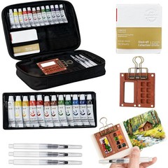 Mini Paint Kit, Mini Travel Set, Wood Pocket Palette Travel Paint Kit with Ca…