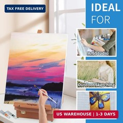 Falling in Art Wooden Tabletop Easel, Beech Wood Sketchbox Desktop Easel for Pai