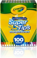 Crayola Super Tips Marker Set for Kids 100ct, Broad Tip Fine Point Washable…