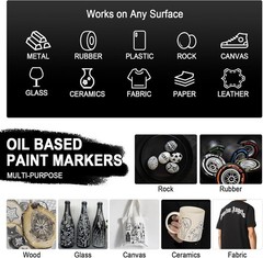 4 Count Dual Tip Oil Based Black White Paint Pen0.7mm & 3mm, White Permanent …