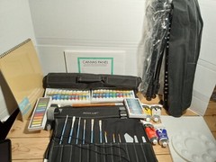 Artist Loft Misc Lot With Bag And Easel