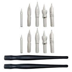 2 Sets/12PCS Comic Pen Holders and Dips Students Art Drawing Writing Pen Suit