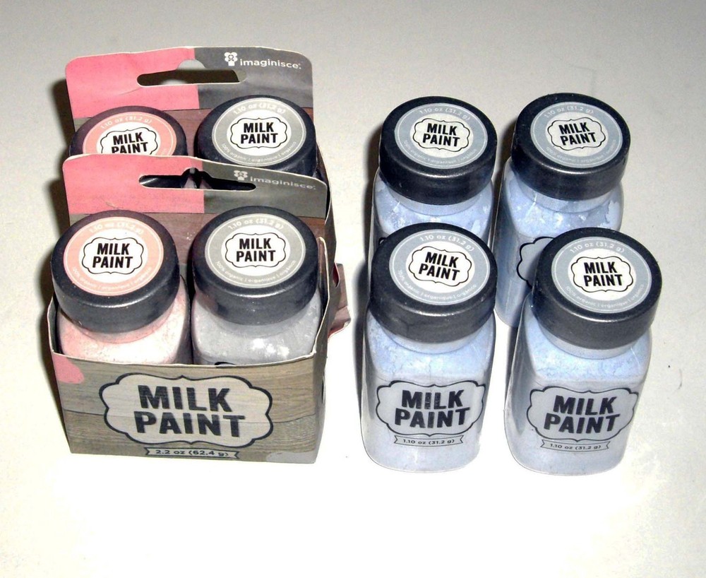NEW Lot of 8 American Crafts Milk Paint 400408 Pink Blue Gray 1.10 OZ Jars
