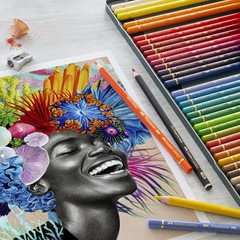 Colored Pencil Set Metal Tin 60pc Polychromous