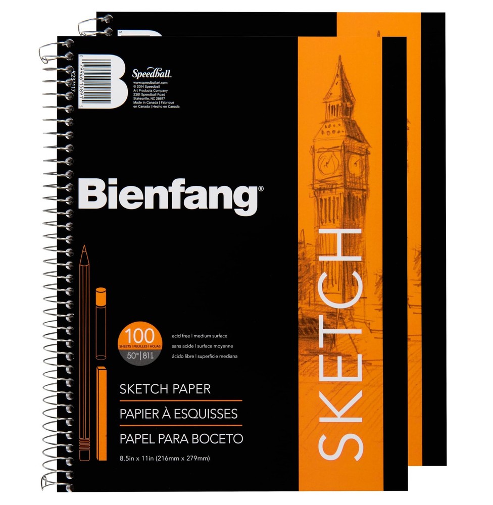 Sketch Pad 8.5×11 2 Pack 100 Sheets Spiral Drawing Paper Notebook