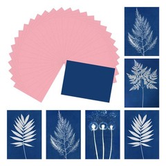 Cyanotype Paper, 12 Sheet Sun Print Paper Kit Pink Crafts Paper 11.7×8.3″
