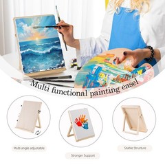 LEYEMO 6 Pack Canvas with Tabletop Easel, Art 6×8, 8×10, 9×12 inches, White