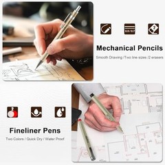 20PCS Professional Geometry Set with Case, Drafting Tools with Protractor and