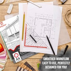 Tracing for Drawing 100 Sheets, 8.3″x11.7″ 60gsm Transparent , Translucent Ve…