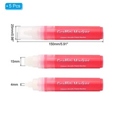 5 Pcs Graffiti Markers, 15mm Red Poster Markers Thick Acrylic Paint Pen