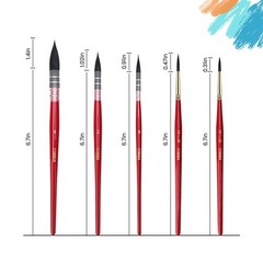 Natural Squirrel Hair Watercolor Brushes 5Pcs Mop Detail Paint Brush Set Art