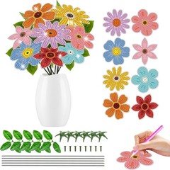 Vcekract 8 Pcs Flower Diamond Art Kits for Adults, 3 inches, Colorful
