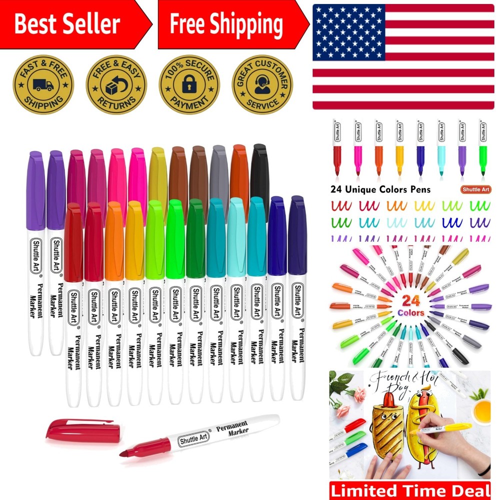 Multicolored Fine Point Permanent Markers – Safe for Kids’ Creative Projects