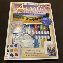 Art Maker Acrylic Masterclass Paint Kit With Paint, Brushes, Canvas NEW
