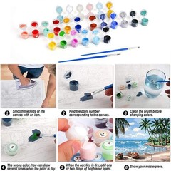 eniref 4 Pack Paint by Number for Adults Framed, Easy Flowers DIY Arts and Cr…