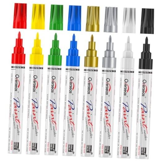 Fine Tip Oil-Based Paint Marker Pen – 8 Colors 0.9mm Fine Nib Permanent