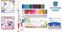 36 Vibrant Dual Tip Art Markers for Adult Coloring, Drawing & Calligraphy
