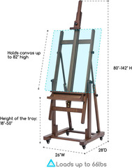 Extra Large H-Frame Studio Easel – Solid Beech Wooden Artist Professional Heavy-
