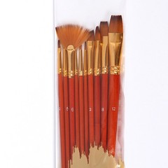 10Pcs Orange Nylon Brush Set with Synthetic Fibers for Even Paint Application