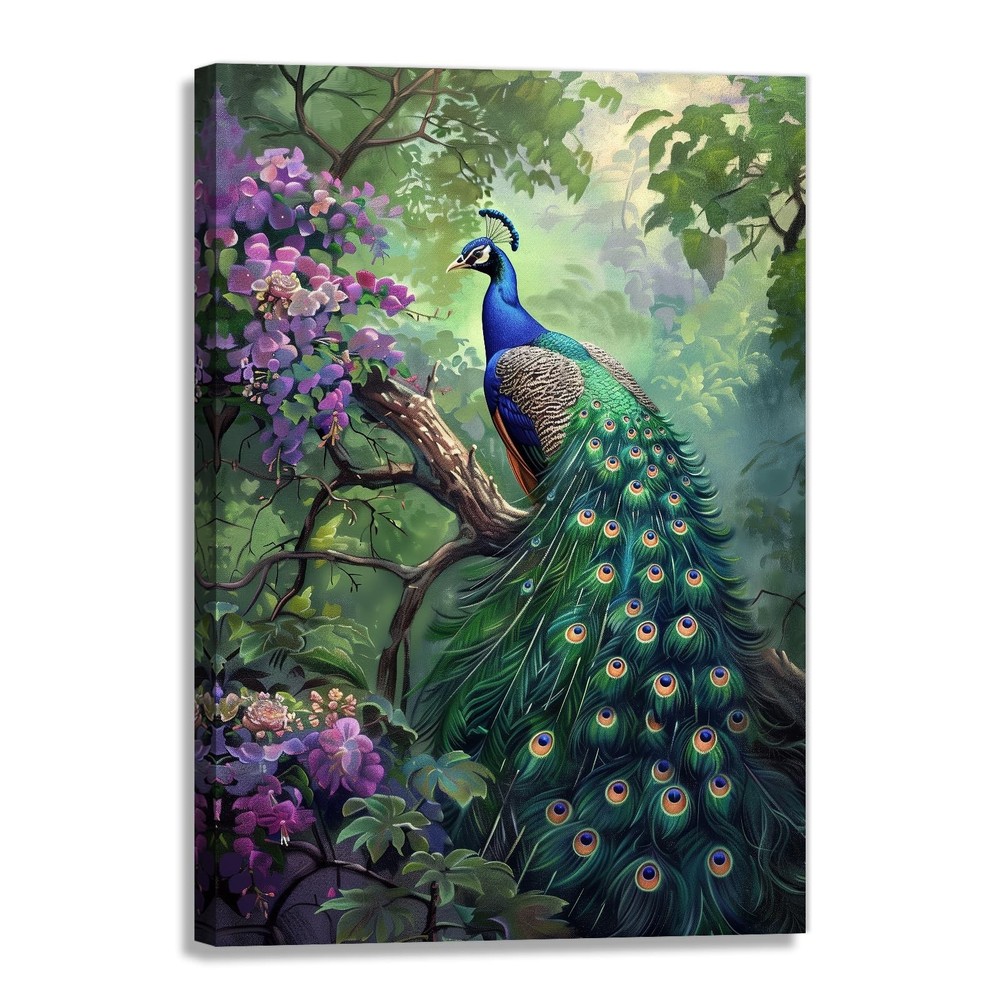 Peacock Wall Art Elegant Peacock Pictures Canvas Print Watercolor Abstract An…