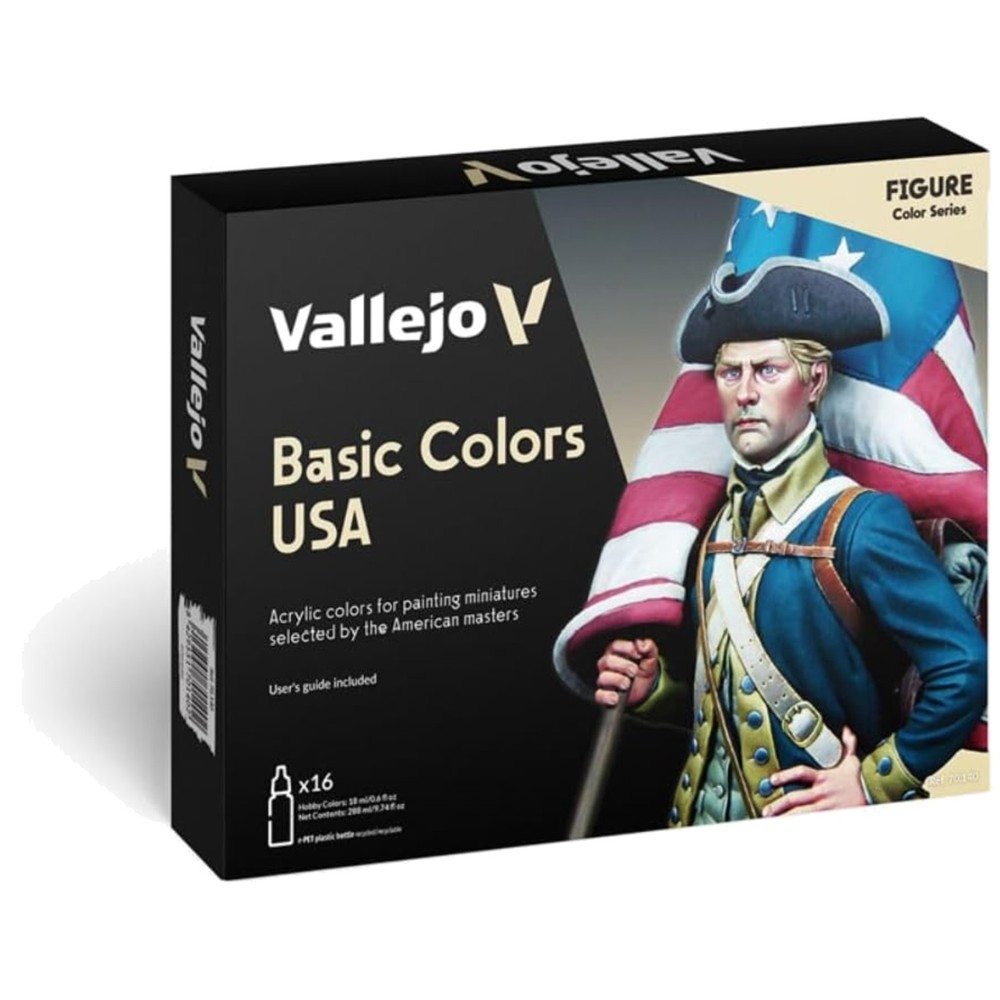 Basic Colors USA Acrylic Paint Set 16 Bottles 18ml