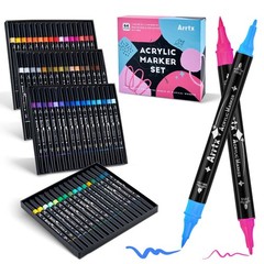 64 Colors Acrylic Paint Markers Dual Tip Pens for Rock, Wood, Fabric, DIY Art
