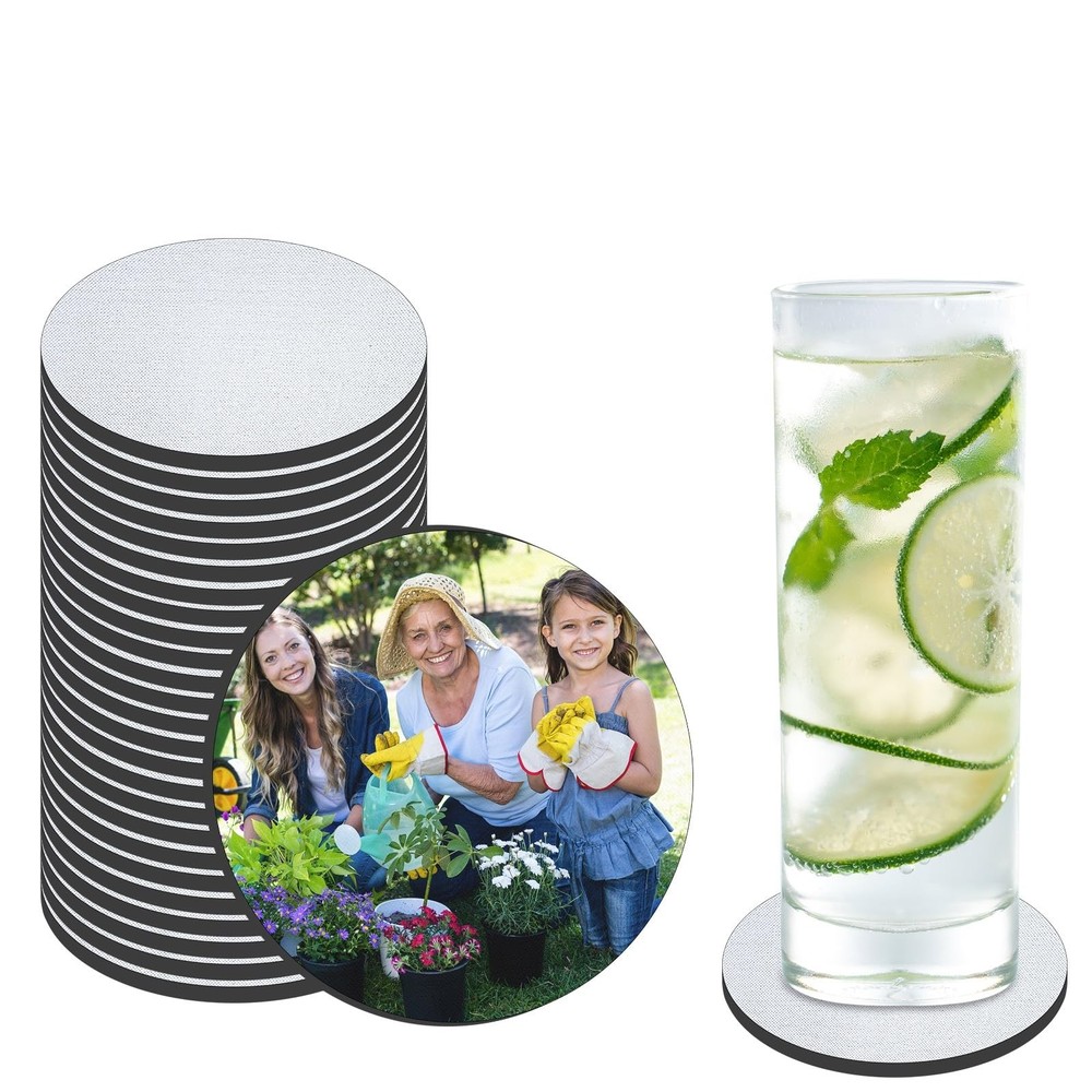 18 PCS Sublimation Coasters Blanks Bulk, 4×4 Inch Round 4 x4 inches, White
