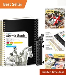 9″ X 12″ Sketch Book, 100 Sheets Top Spiral Bound Sketchbook with Acid-Free 68Lb