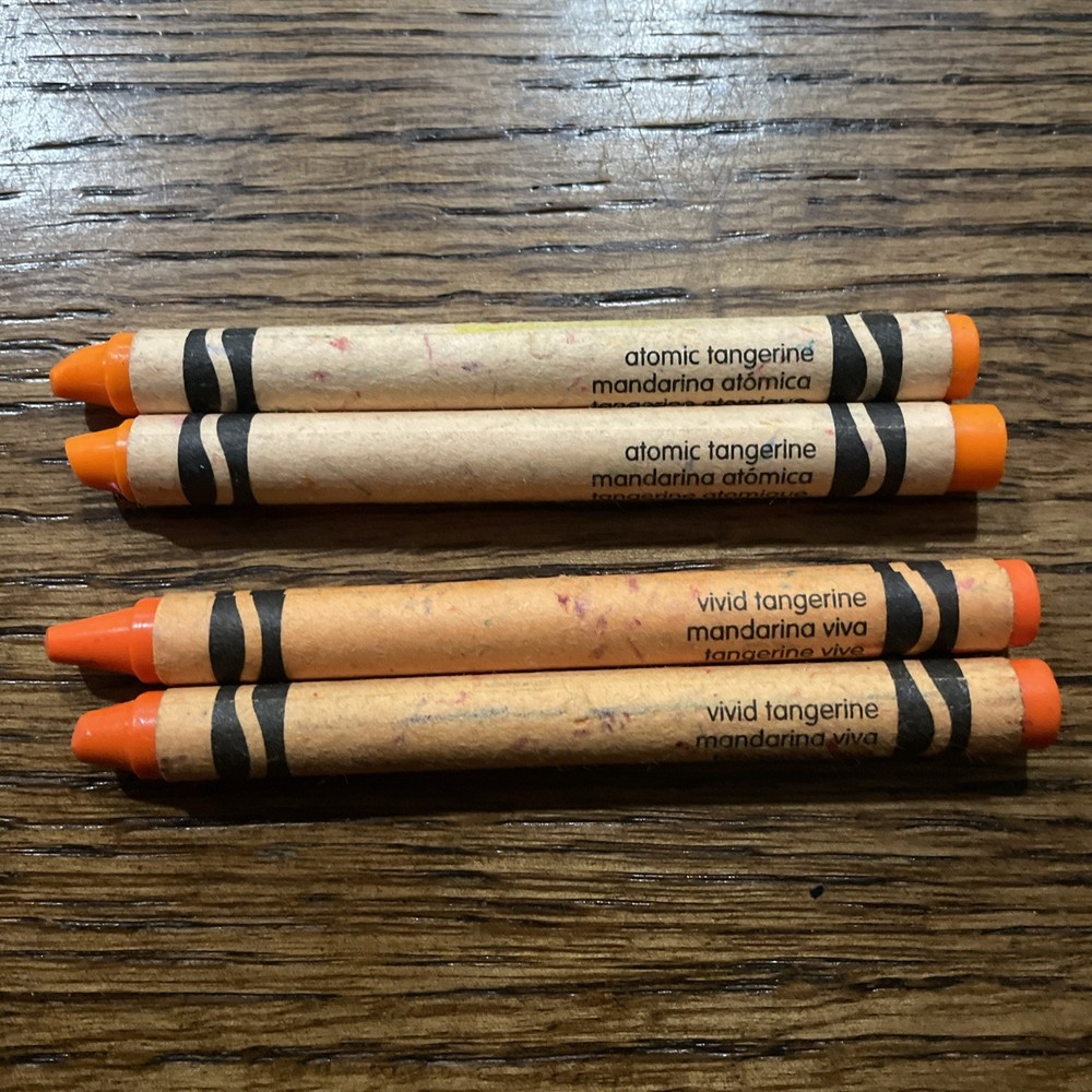 Crayola Crayon Fluorescent ATOMIC TANGERINE vivid tangerine , USED lotion of 4